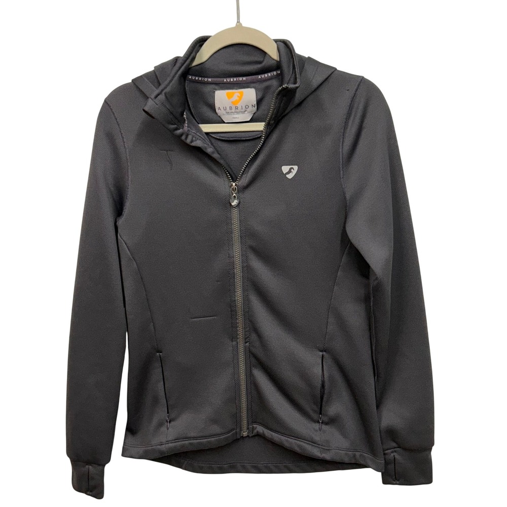 Aubrion Shires Equestrian Womens Full‎ Zip Hoodie Charcoal Gray Athletic S READ